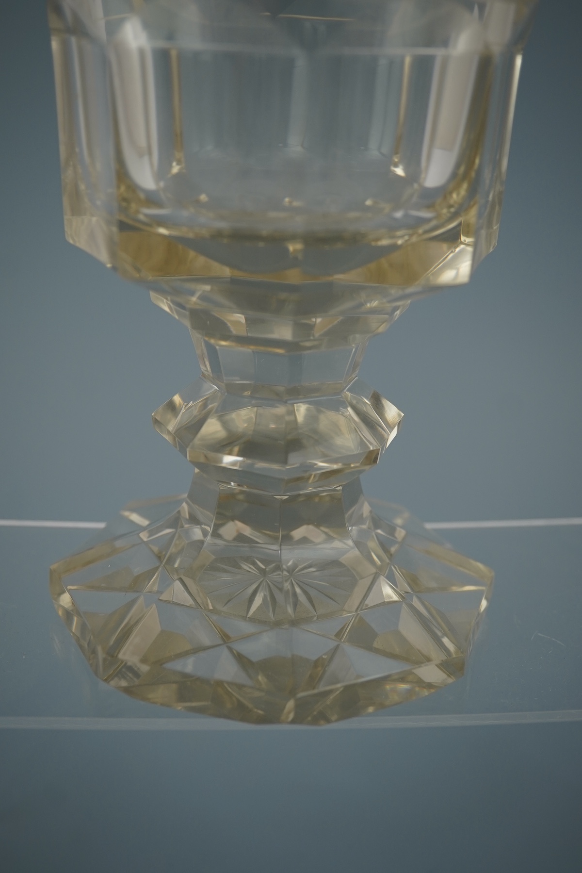 A Bohemian ‘hunting’ Stangenglas in rock crystal style, c.1840-60